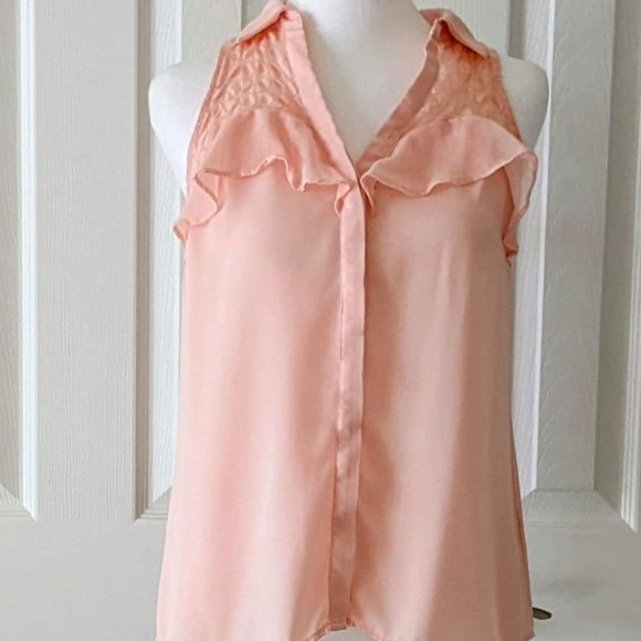 Candie's Tops - CANDIES Women's Sleeveless Lace Ruffle Blouse Top  Size S  Peach NWOT